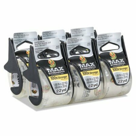 SHURTECH BRANDS Duck, MAX PACKAGING TAPE WITH DISPENSER, 1.5in CORE, 1.88inX 22 YDS, CRYSTAL CLEAR, 6PK 284983
